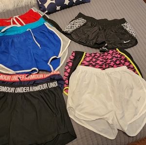 BUNDLE of 8 pairs medium running shorts. Nike, Under Armour and Soffe